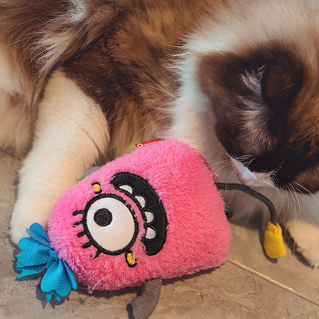 Q-MONSTER 三色小姐妹 毛絨貓草玩具