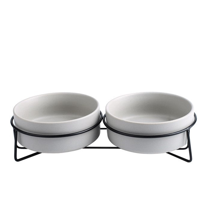 黑鐵架陶瓷寵物碗 護頸寵物碗 6色 2種尺寸