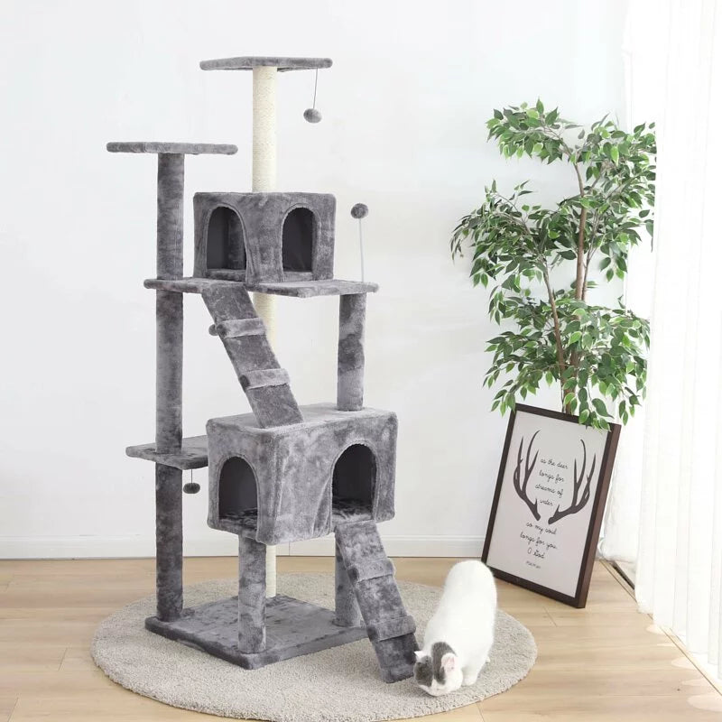 豪華大空間多層貓跳台 灰色
