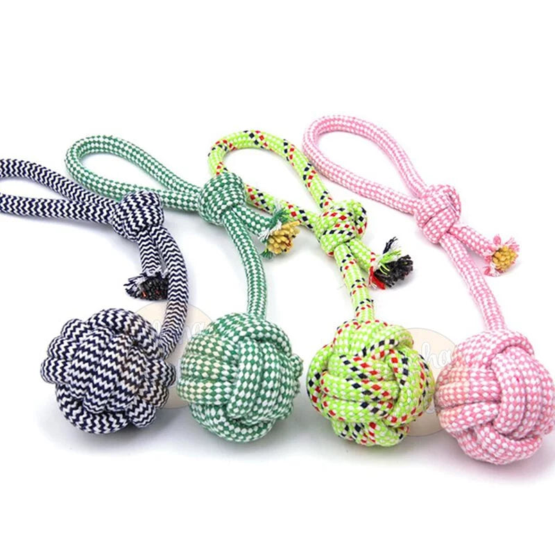彩色拉環棉結繩球玩具