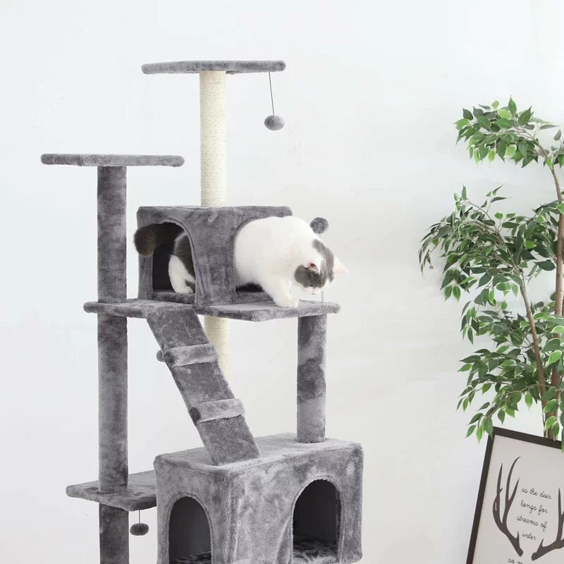 豪華大空間多層貓跳台 灰色