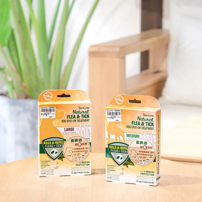 TROPICLEAN 蚤蜱逃 天然驅蚤滴劑 小/中/大型犬用 4入