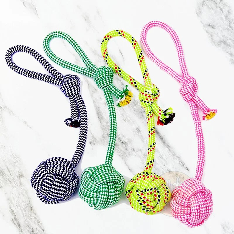 彩色拉環棉結繩球玩具