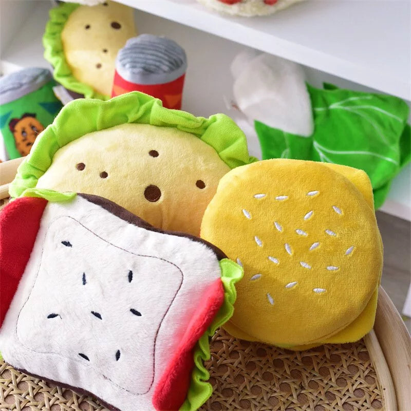 食物造型絨毛發聲玩具 三明治 / 墨西哥捲 / 吐司 / 菜菜 / 豌豆 / 烤雞