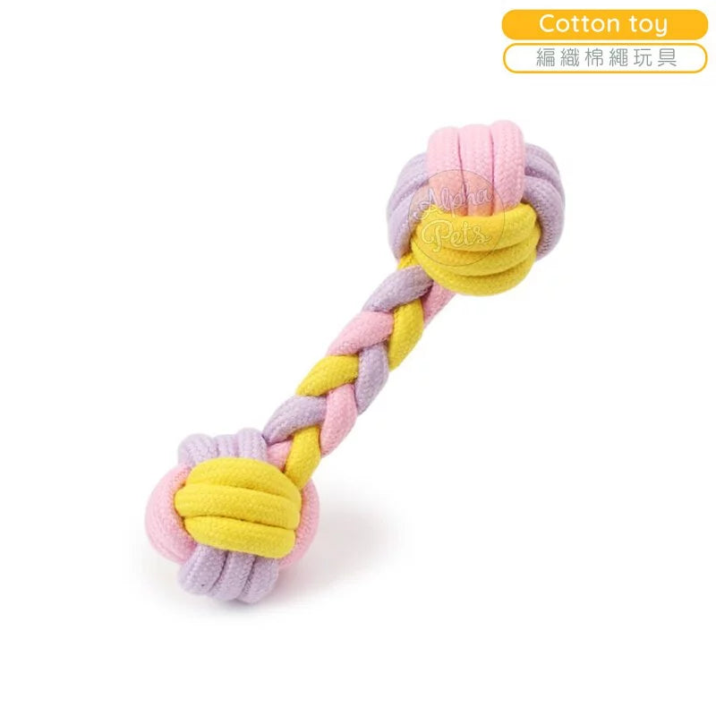 糖果色棉繩編織啞鈴玩具