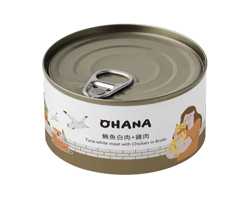 OHANA歐哈吶 鮪魚白肉系列 / 鮮嫩雞肉系列 天然無膠無穀貓湯罐 80g