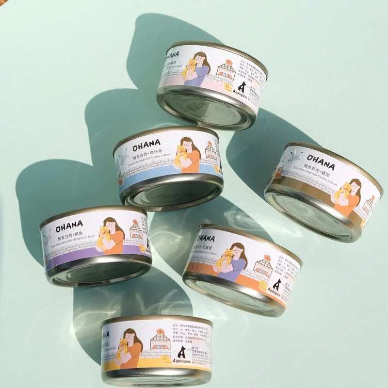 OHANA歐哈吶 鮪魚白肉系列 / 鮮嫩雞肉系列 天然無膠無穀貓湯罐 80g