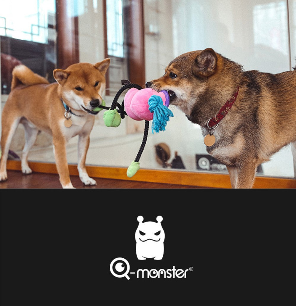 Q-MONSTER 朋克面具系列 毛絨棉繩玩具 拉扯 發聲玩具