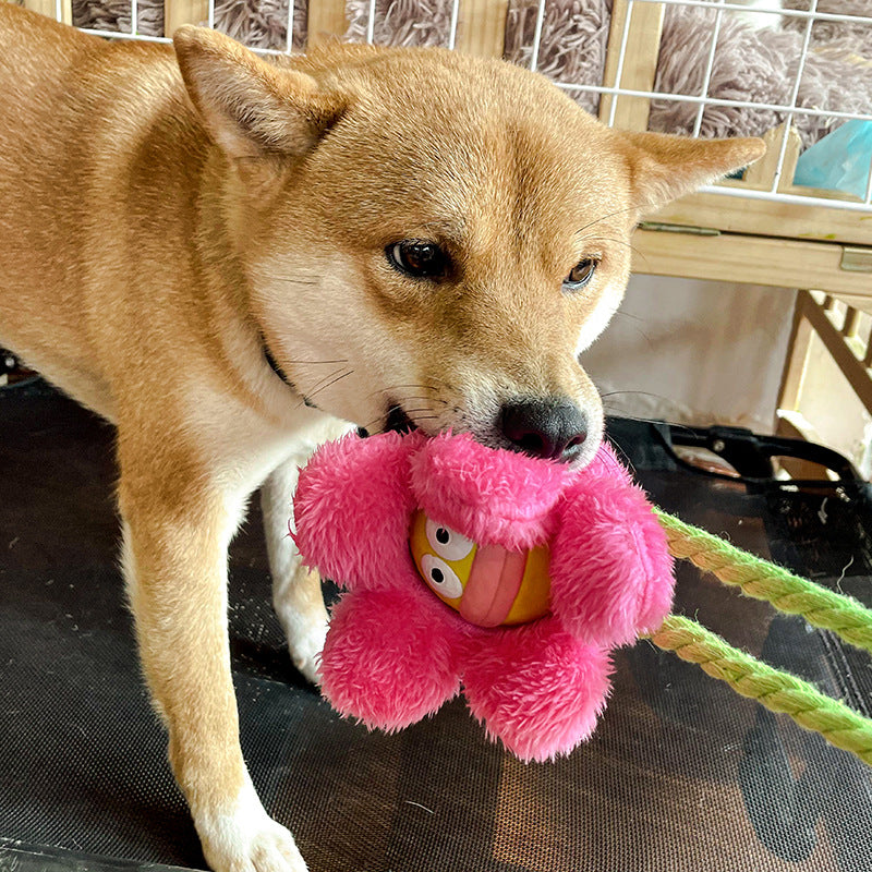 Q-MONSTER 小花臉 獅子頭 乳膠毛絨玩具 拉扯玩具