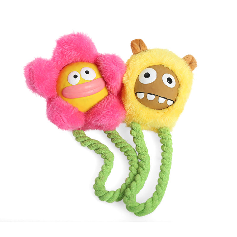 Q-MONSTER 小花臉 獅子頭 乳膠毛絨玩具 拉扯玩具