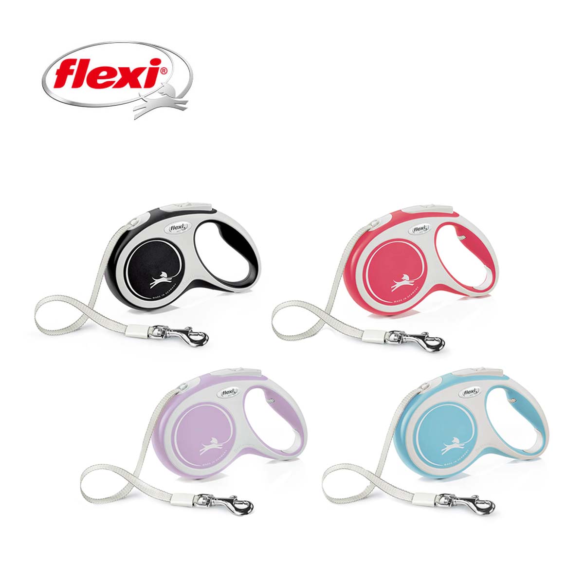 FLEXI飛萊希 幻彩系列 帶狀伸縮牽繩 粉紫 / 紅 / 黑 / 粉藍