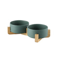 綠色木架陶瓷雙碗組 / 13 cm