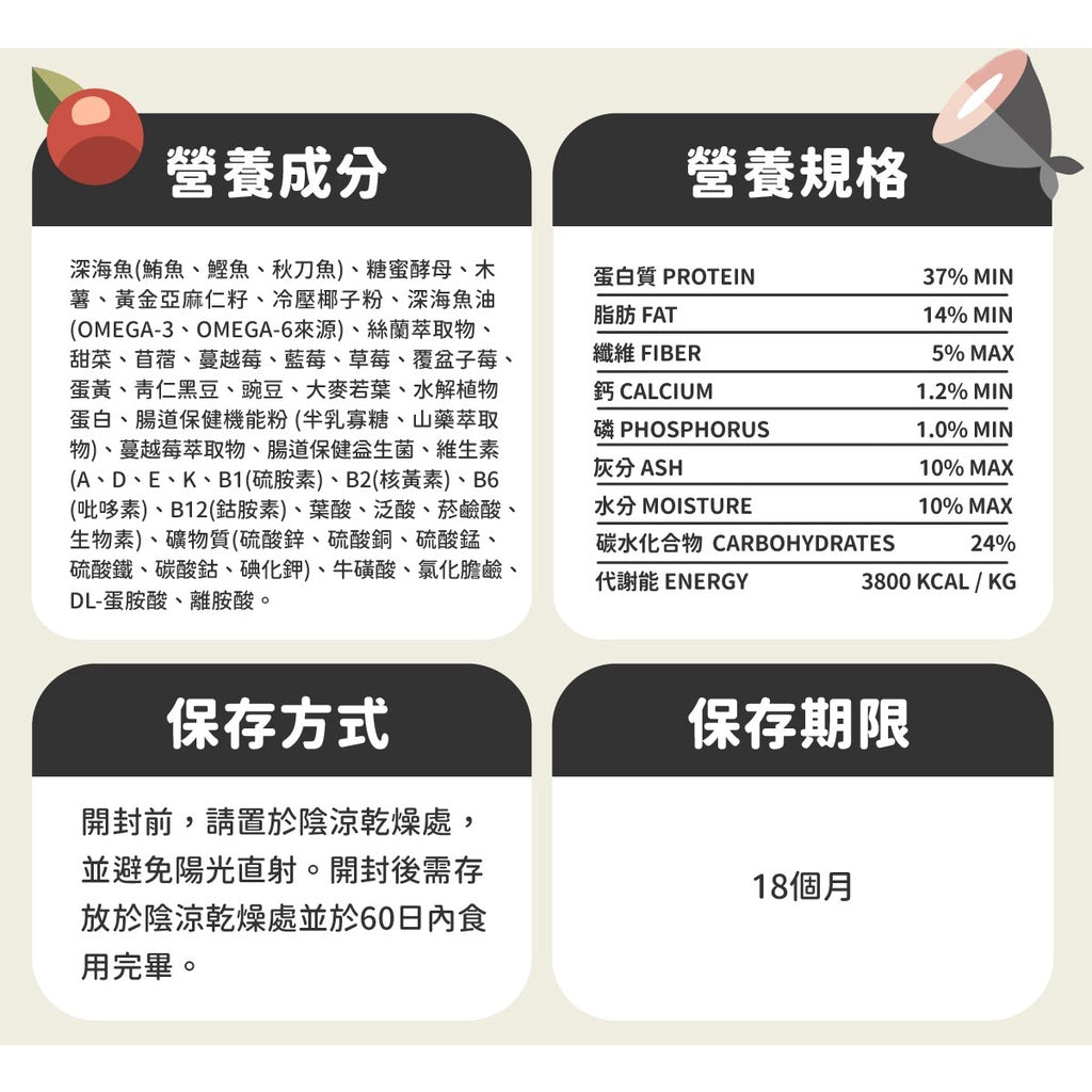 nu4PET陪心寵糧 全齡無穀低敏貓糧 海魚野莓