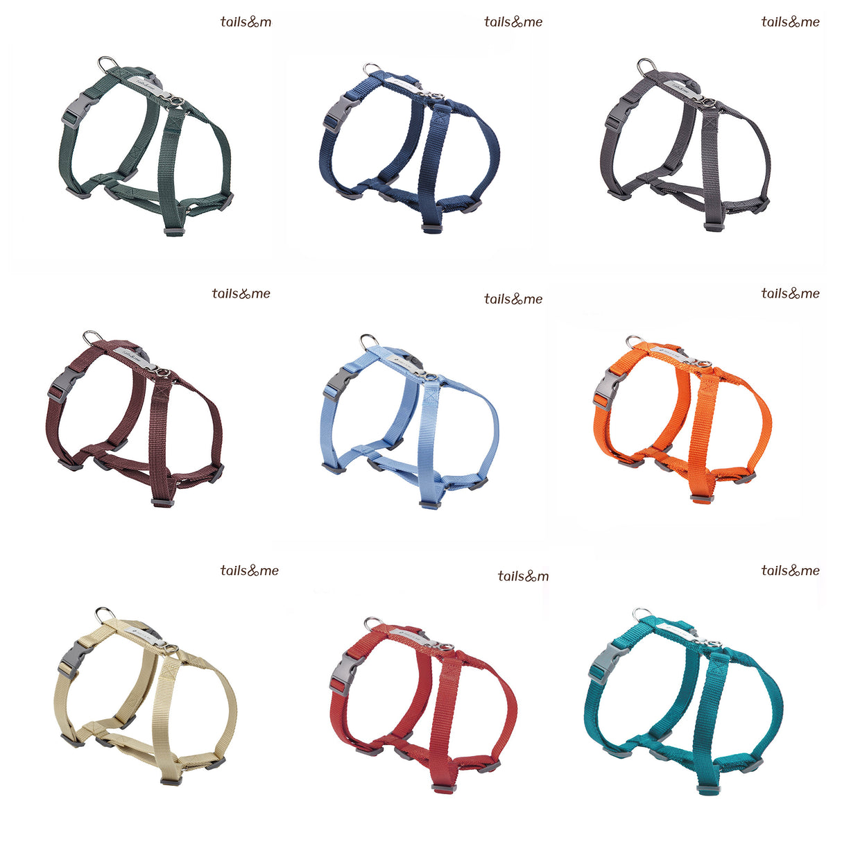 tails&me 尾巴與我 經典尼龍帶胸背帶 Nomo單色系列 寵物胸背帶