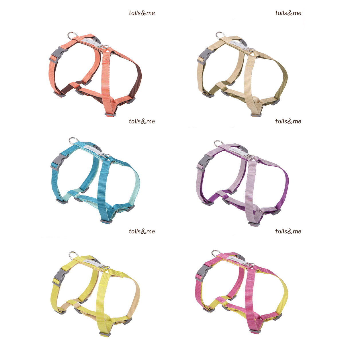 tails&me 尾巴與我 經典尼龍帶胸背帶 Two-Tone雙色系列 寵物胸背帶