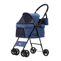 Bello BL07 時尚輕巧 透氣款摺疊寵物手推車 深藍透氣款