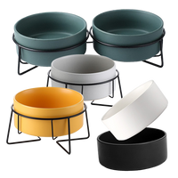 黑鐵架陶瓷寵物碗 護頸寵物碗 6色 2種尺寸