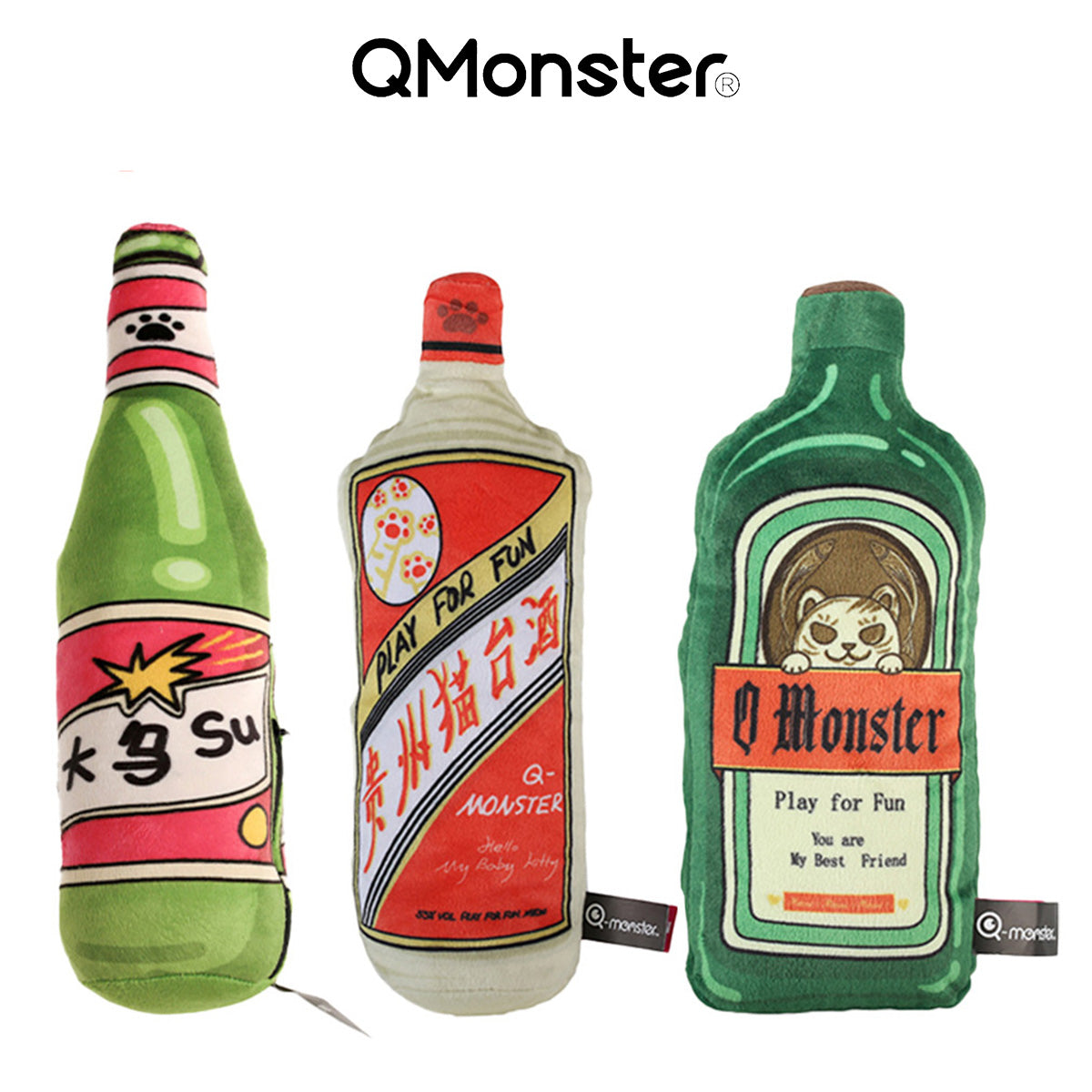 Q-MONSTER 貓酒系列 貓咪玩具 貓薄荷抱枕