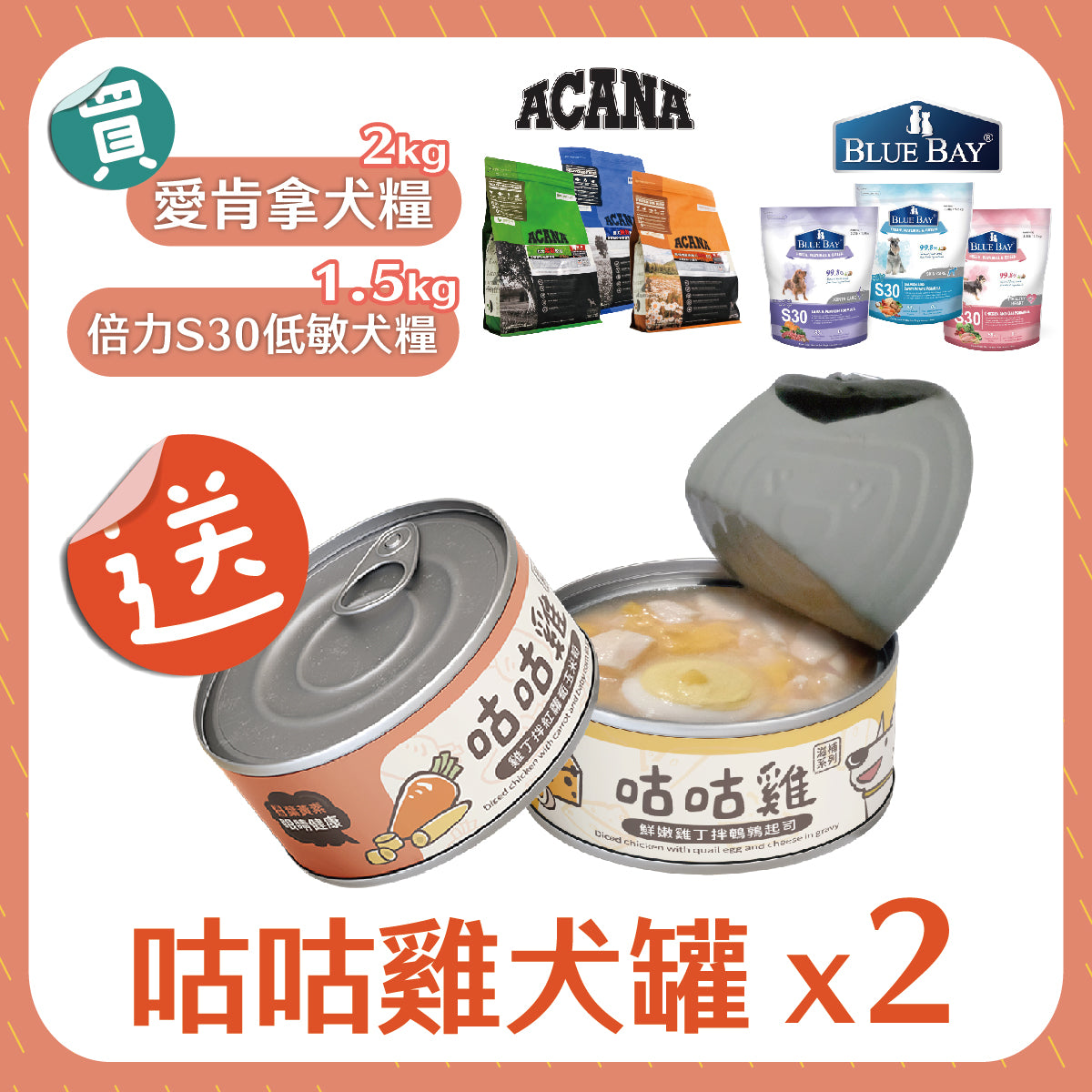 咕咕雞 滋補系列  無穀犬罐  80g 2入組
