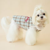 PETTRIP 繡花毛領毛呢格子馬甲