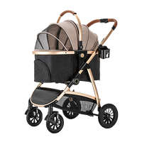 Wang Mao 旺喵 鋁管分離式摺疊寵物推車 灰色 / 香檳金 XL