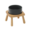 高腳木架陶瓷碗 單碗組 / 黑色 / 15.5 cm