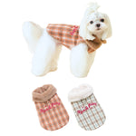 PETTRIP 繡花毛領毛呢格子馬甲