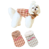 PETTRIP 繡花毛領毛呢格子馬甲