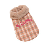 PETTRIP 繡花毛領毛呢格子馬甲