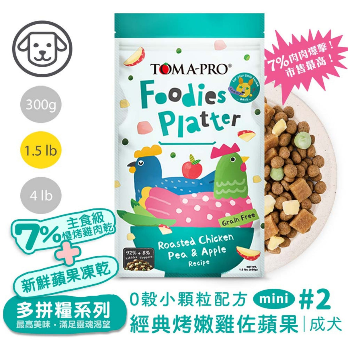 優格 吃貨拼盤(犬) 鄉村羊肉佐蘋果 / 經典烤嫩雞佐蘋果 / 老饕海陸佐蘋果 1.5LB 4LB