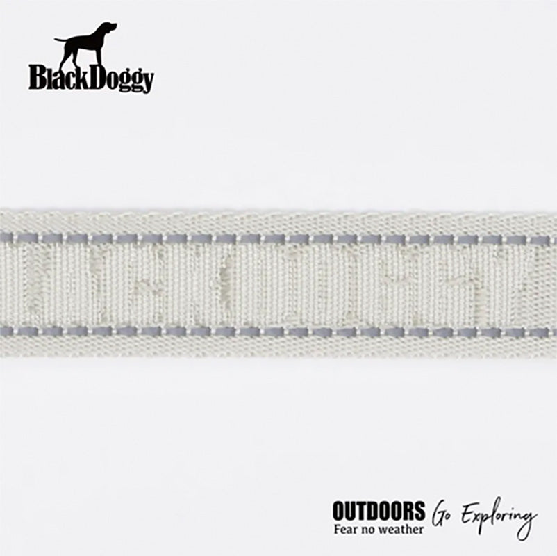 BlackDoggy 寵物戶外反光緹花便攜帶牽繩 / 反光項圈 2色