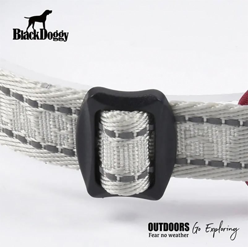 BlackDoggy 寵物戶外反光緹花便攜帶牽繩 / 反光項圈 2色