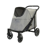 爬坡折疊寵物推車 | 40kg承重 | 銀灰+雨罩組