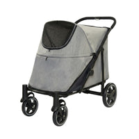 爬坡折疊寵物推車 | 40kg承重 | 銀灰+雨罩組
