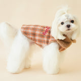 PETTRIP 繡花毛領毛呢格子馬甲