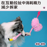 QMONSTER 烈火鳥系列 按壓發聲棉繩拔河毛絨狗玩具 磨牙解悶互動益智玩具