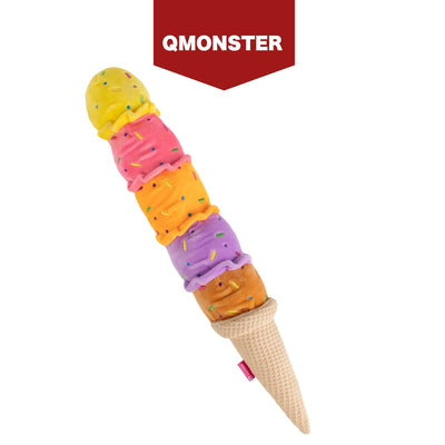 QMONSTER 五彩冰淇淋系列 發聲拔河毛絨狗狗啃咬磨牙益智玩具