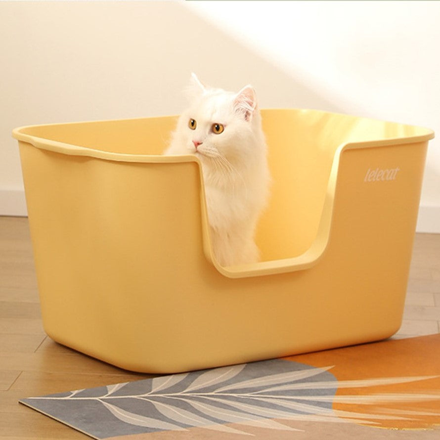 超大號防潑貓砂盆 開放式貓砂盆 黃色