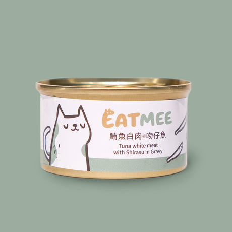 EATMEE易特咪 無穀貓罐 鮪魚白肉+吻仔魚 80g/24罐