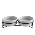 黑鐵架陶瓷碗 雙碗組 / 灰色 / 13 cm